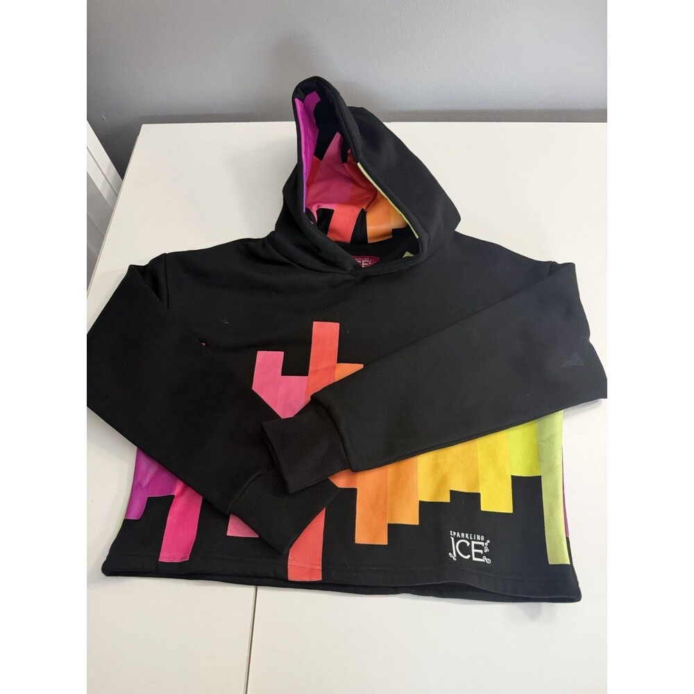 Sparkling Ice Flavor Way Cropped Black Hoodie Womens size medium Sweatshirt